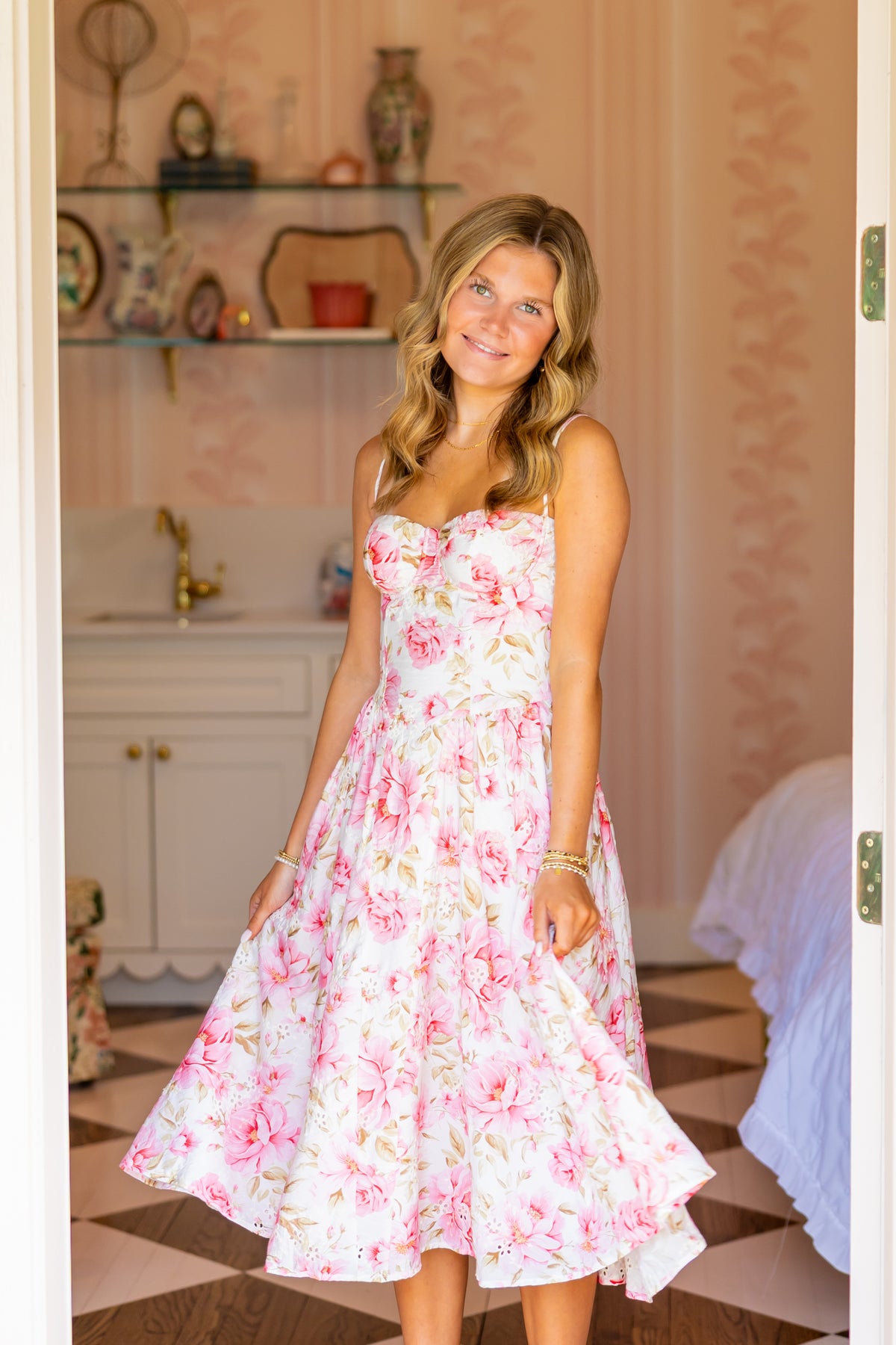Blushing Rose Corset Midi Dress