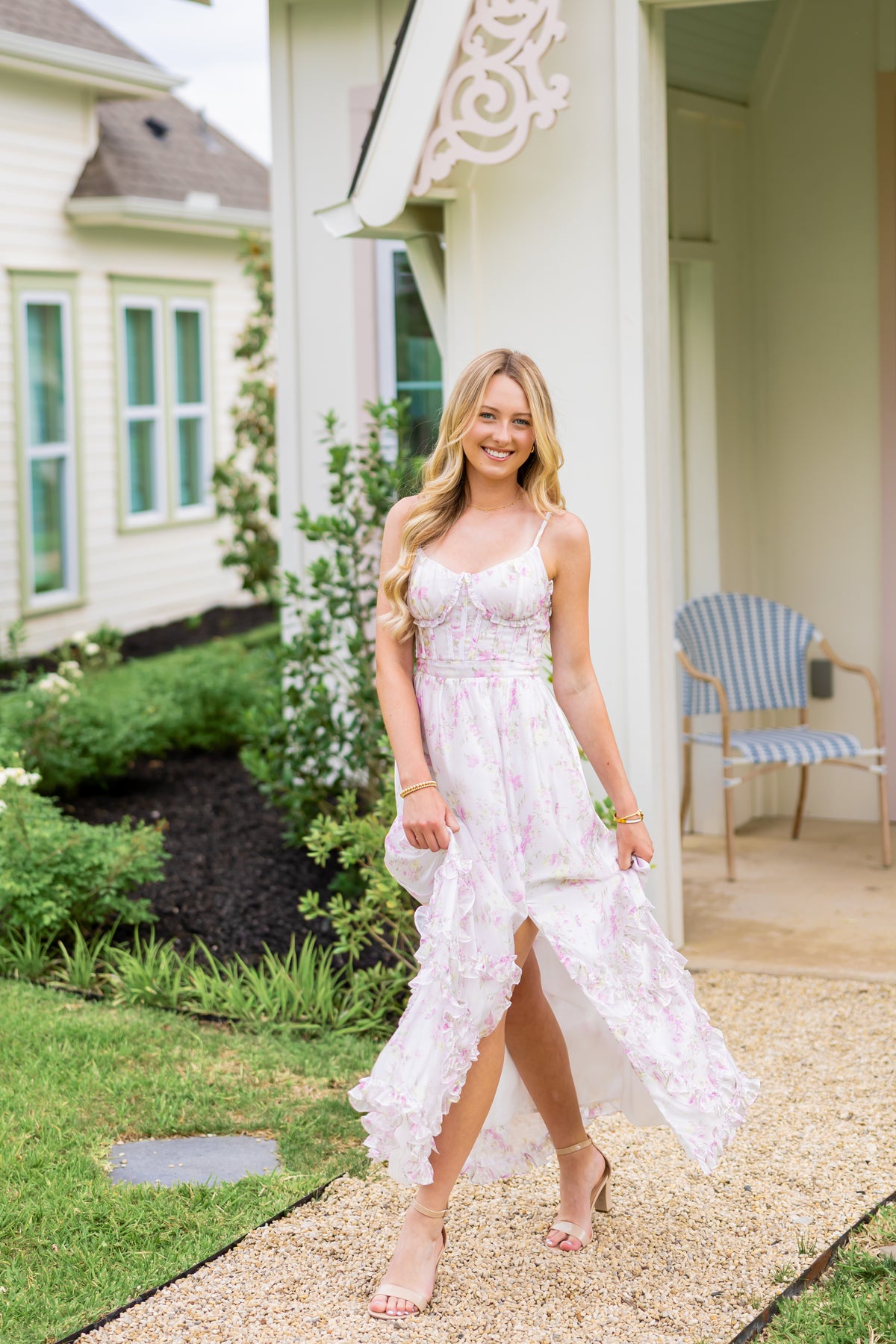 Blushing Bloom Corset Maxi Dress