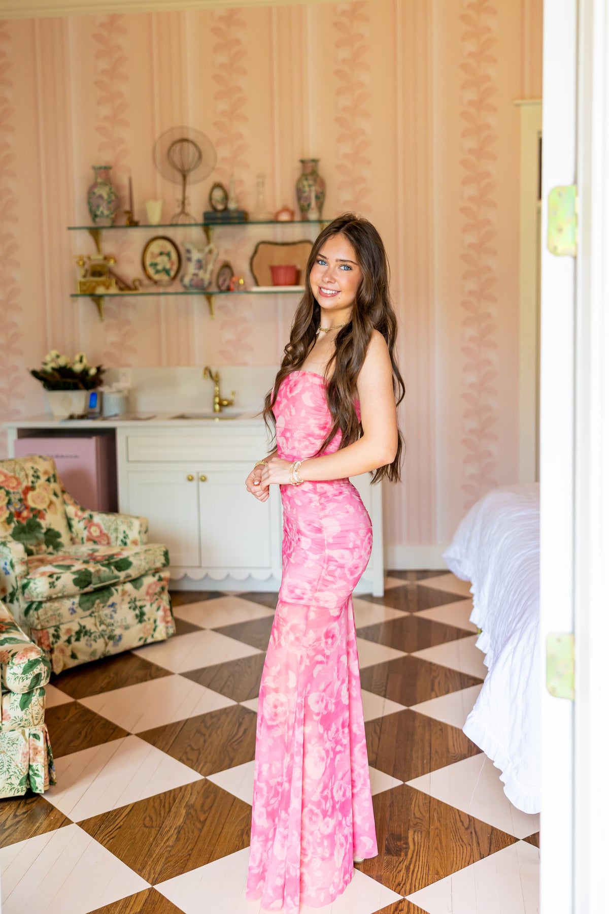 Melon Bloom Maxi Dress