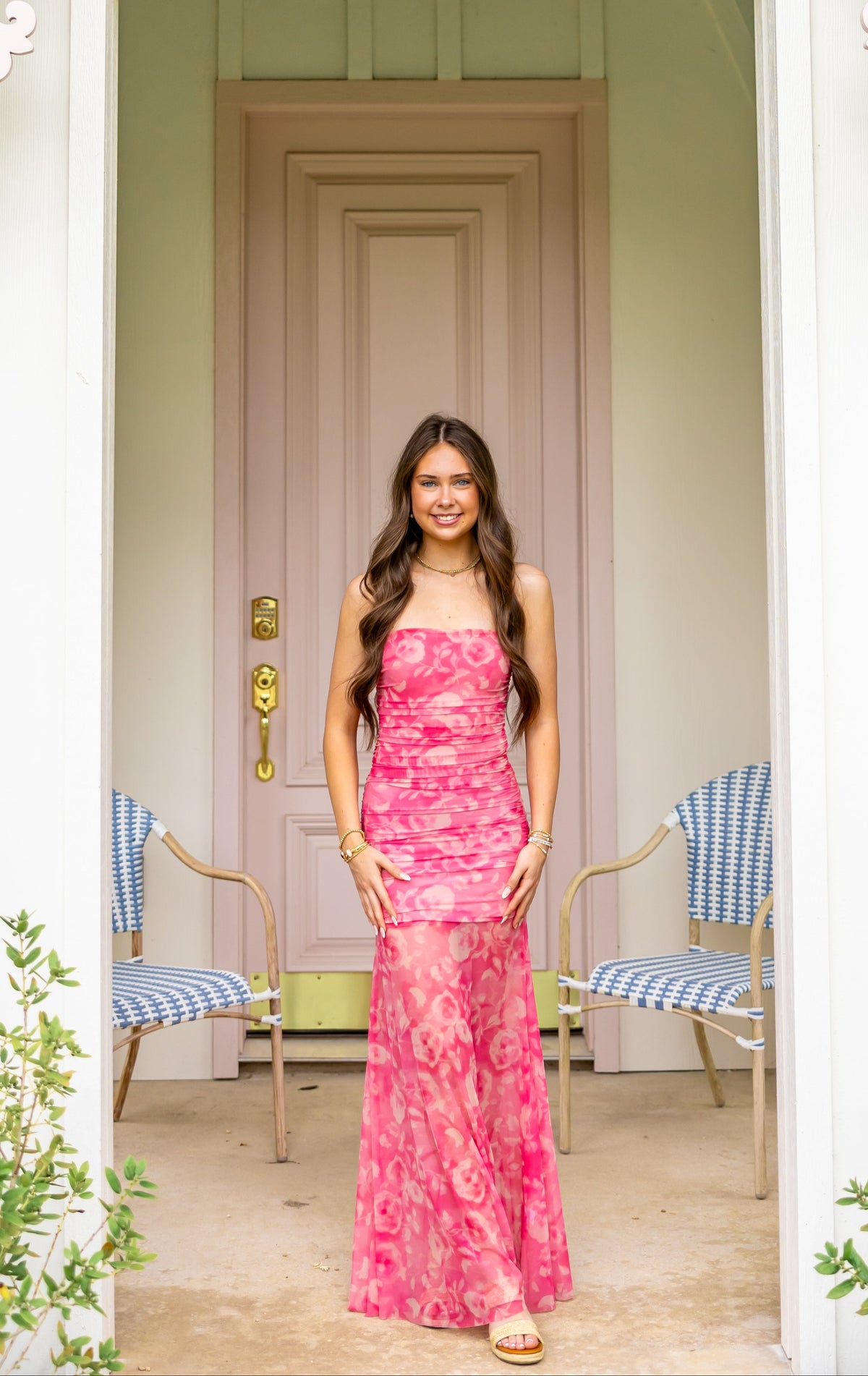 Melon Bloom Maxi Dress