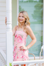 Peach and Rose Blossum Floral Maxi Dress