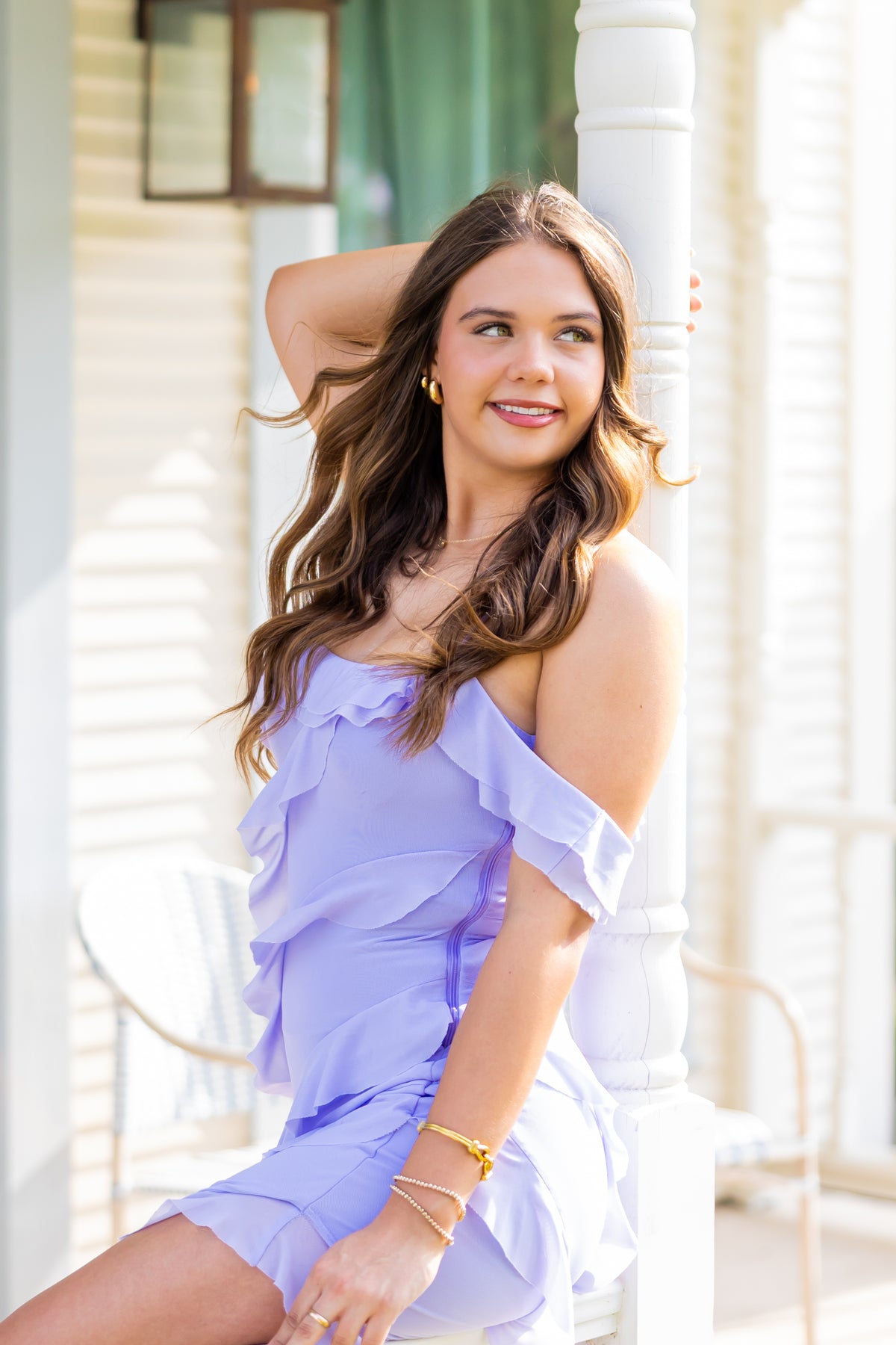 Pastel Lavender Off-Shoulder Maxi Dress