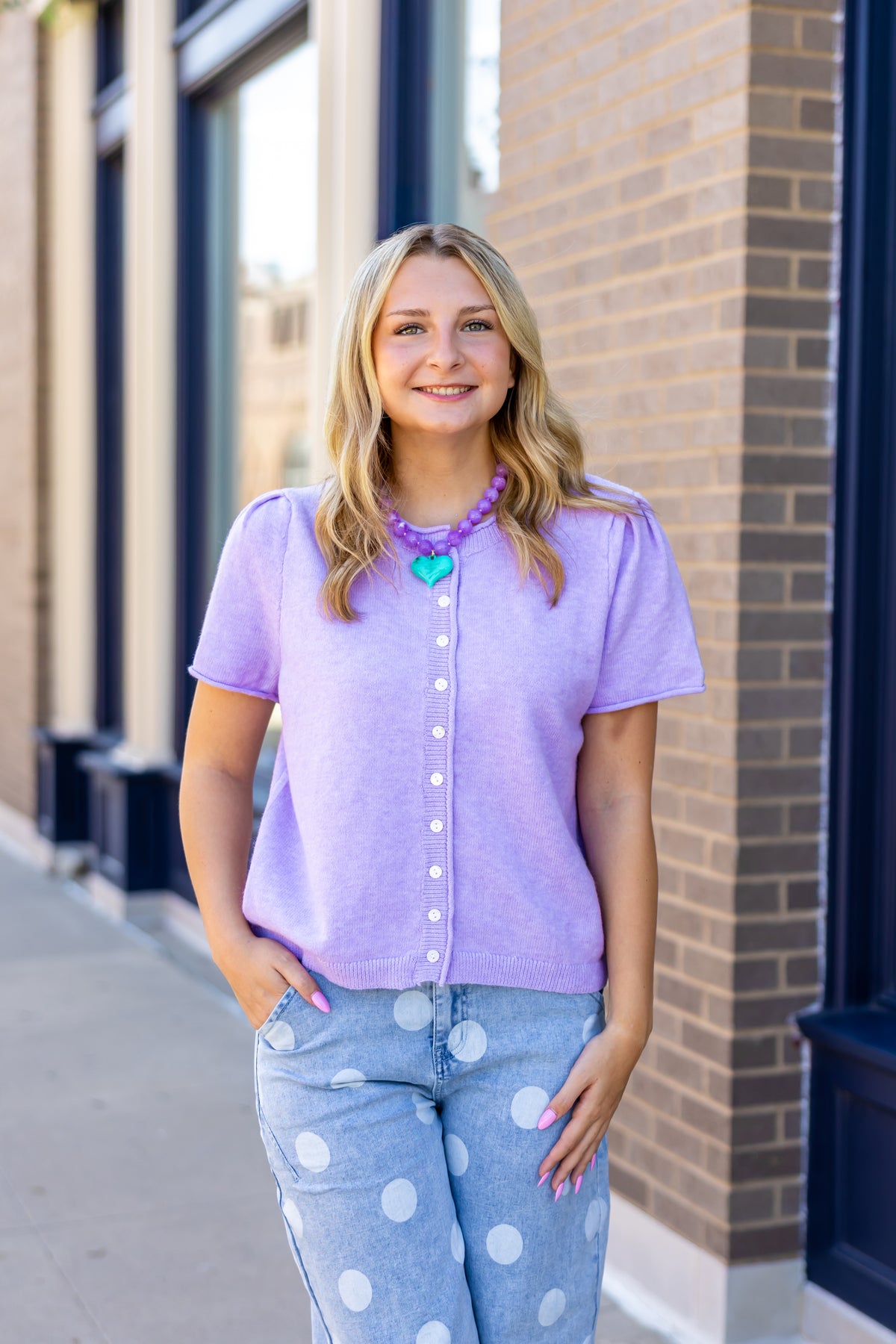 Denim Polka Dot Pants