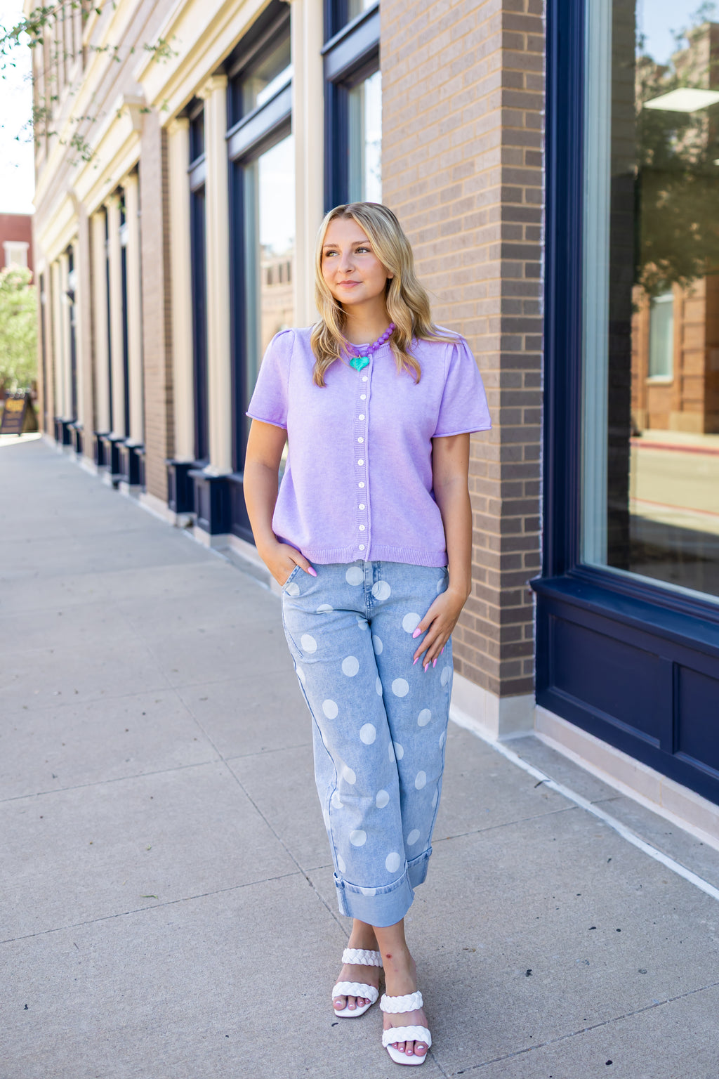Denim Polka Dot Pants