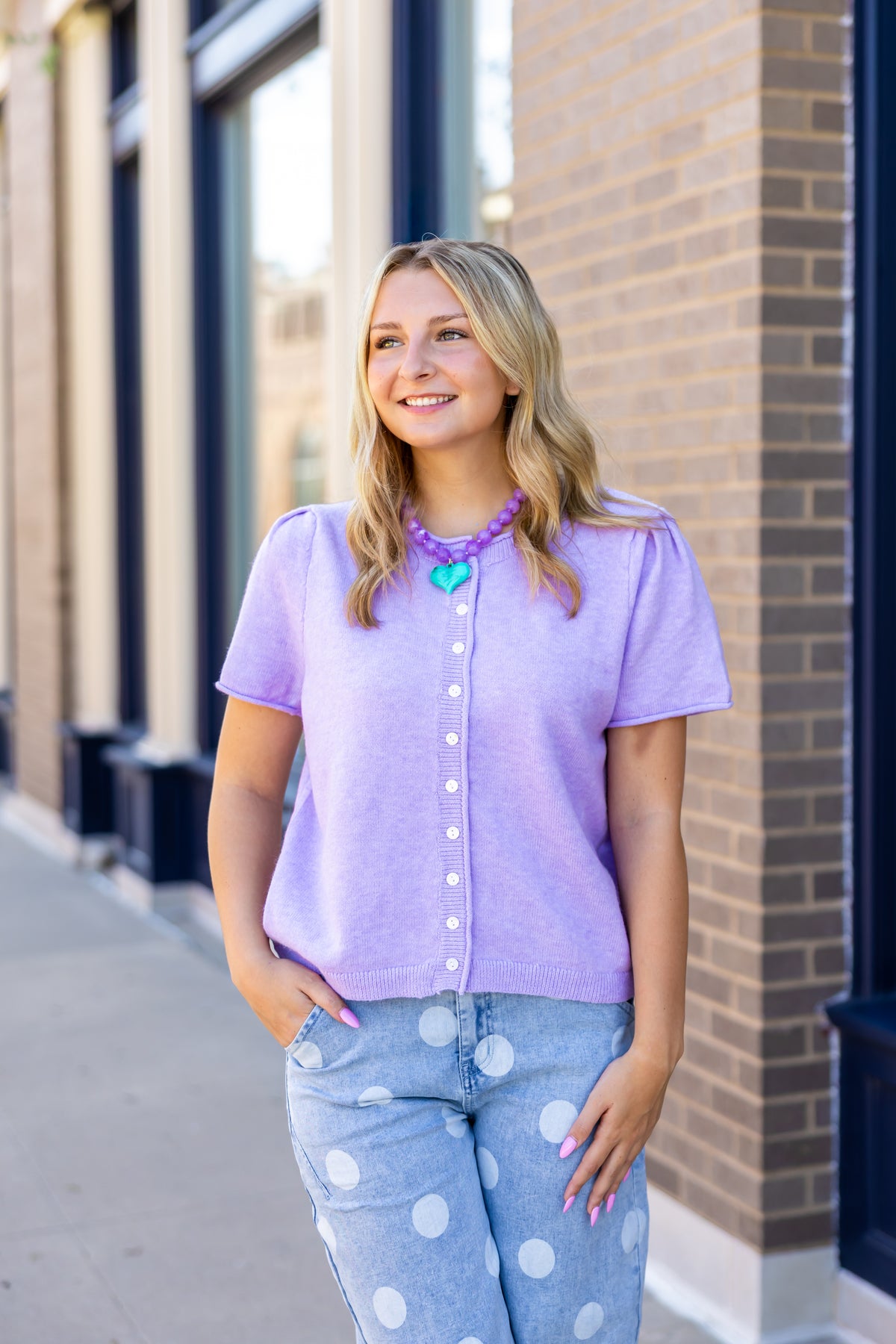 Denim Polka Dot Pants
