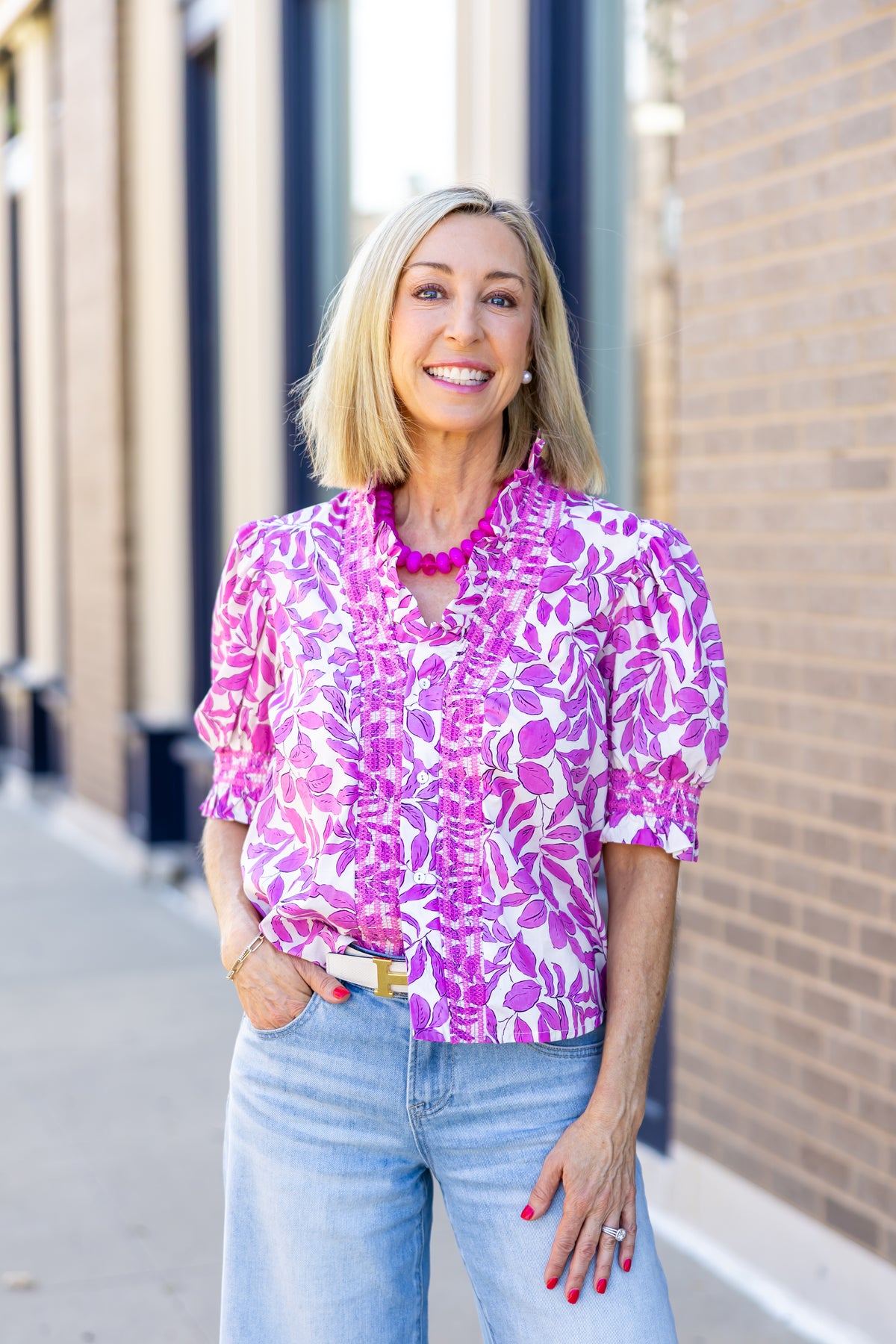 Pinky Lavender and Cream Floral Top