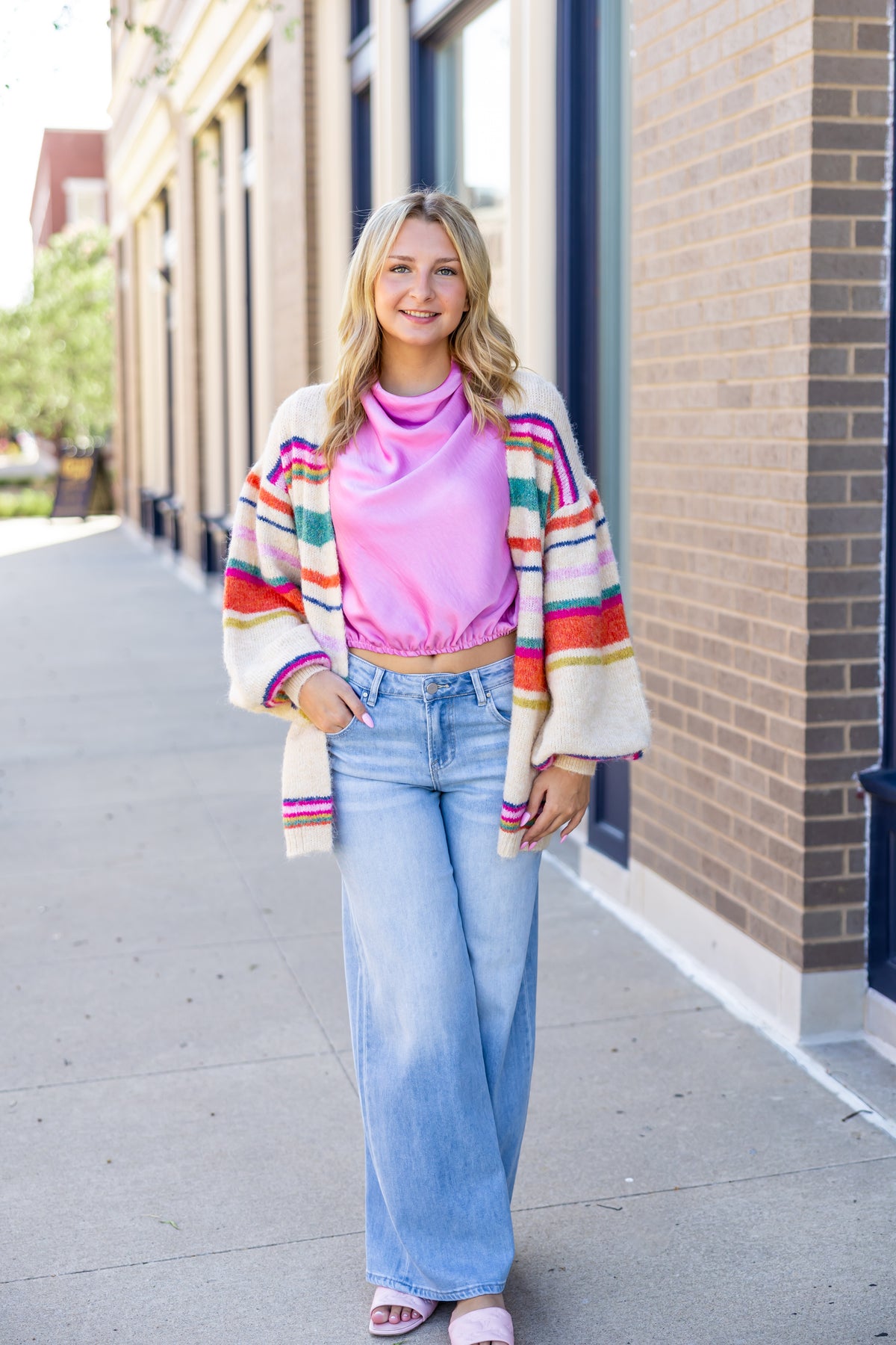 Multi Stripe Cardigan Sweater
