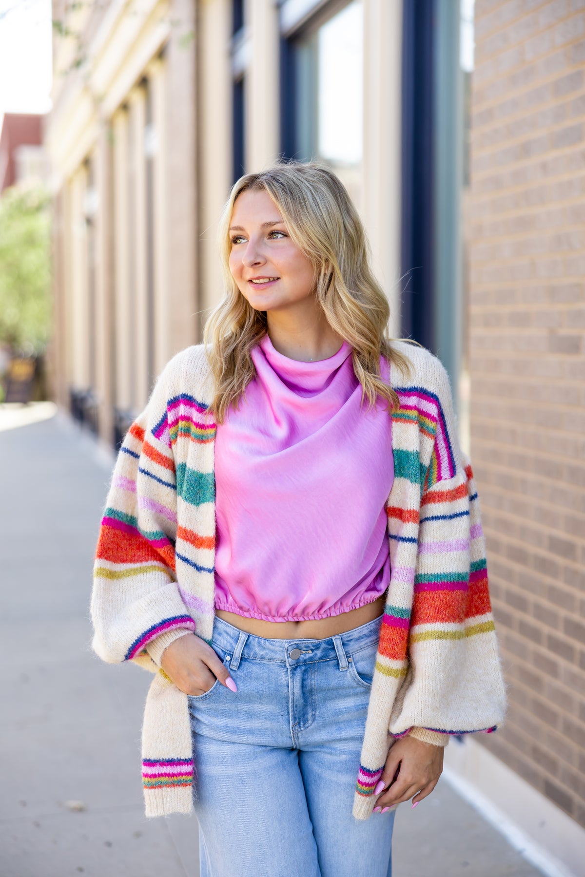 Multi Stripe Cardigan Sweater