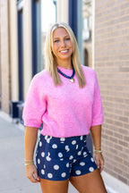 Navy White Polka Dot Shorts