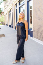Black Lace Trim Pant