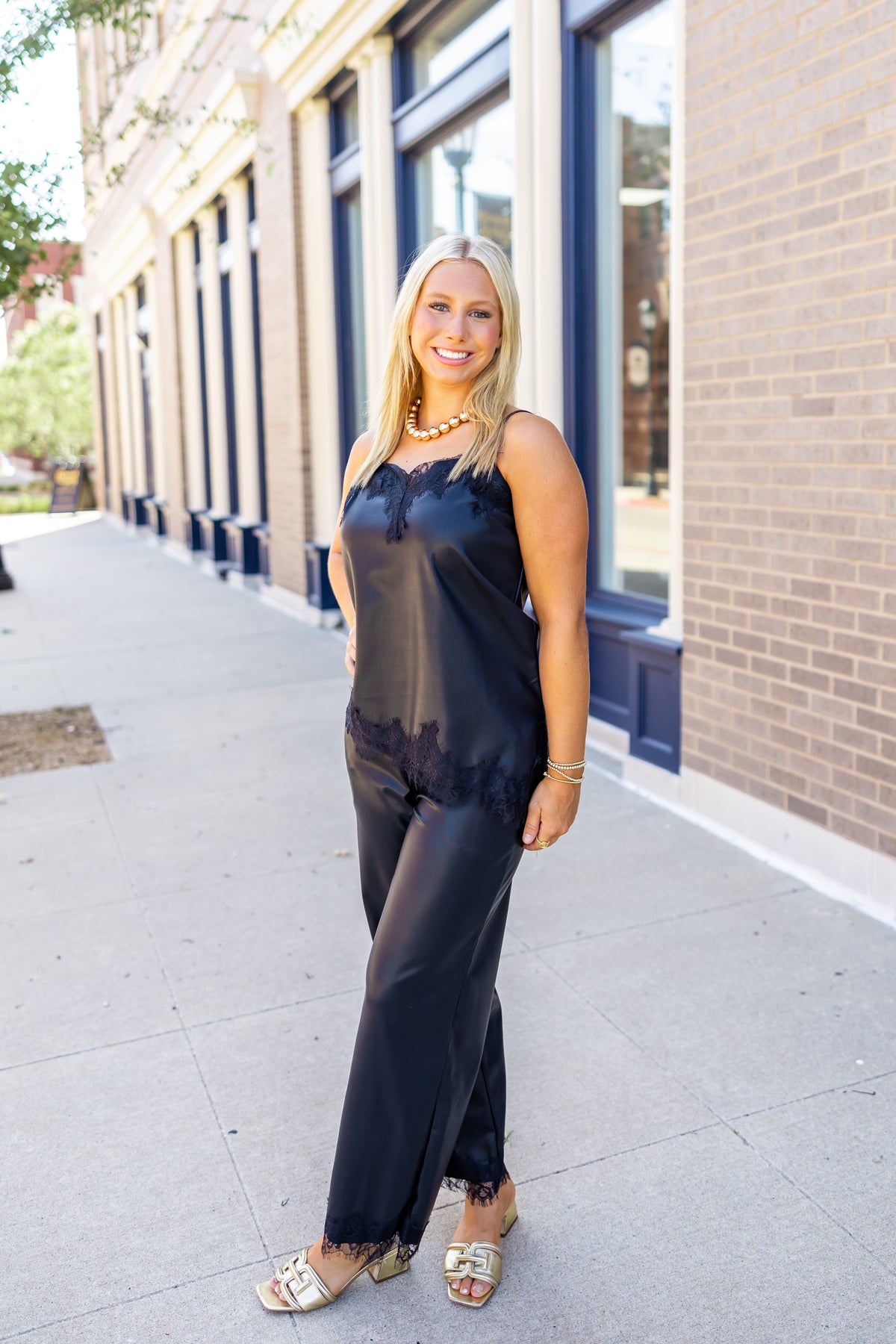 Black Lace Trim Pant