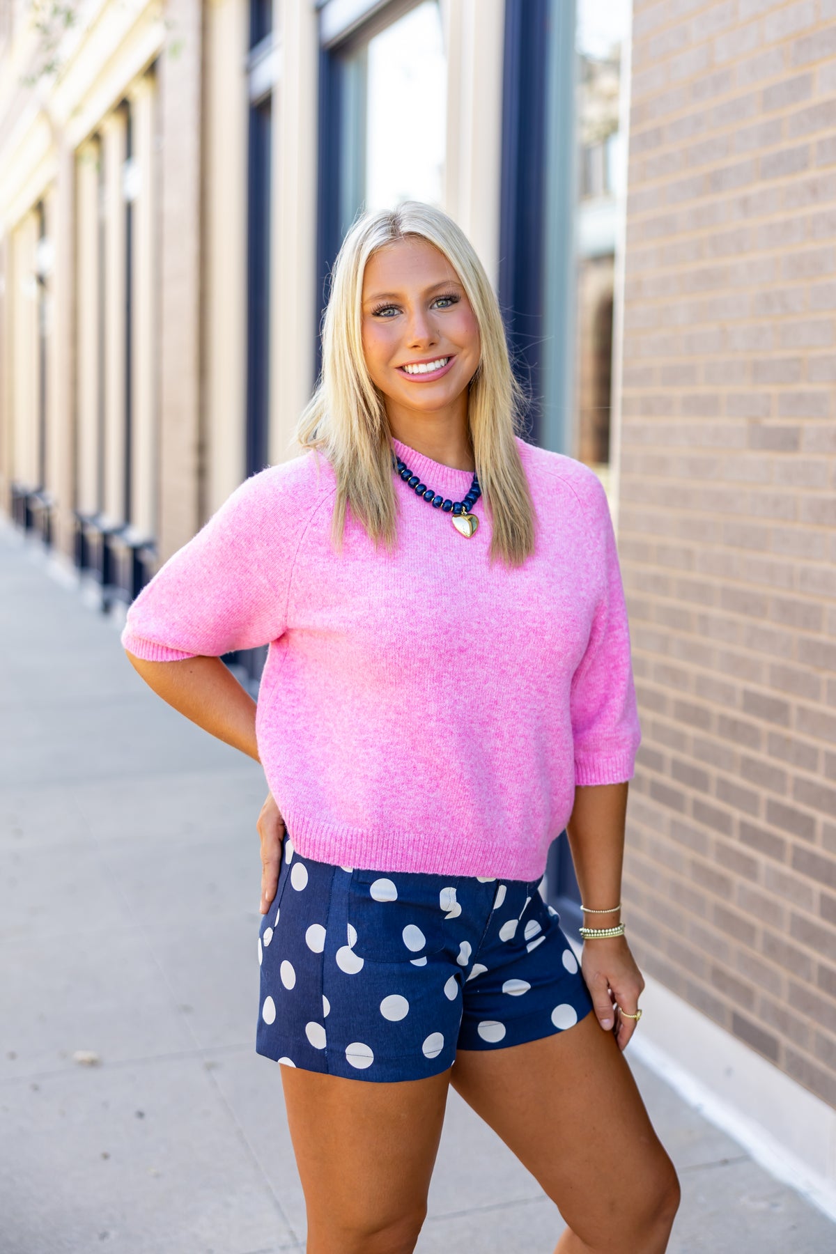 Pink Short Sleeve Sweater