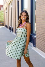 Olive and Green Polka Dot Mini Dress