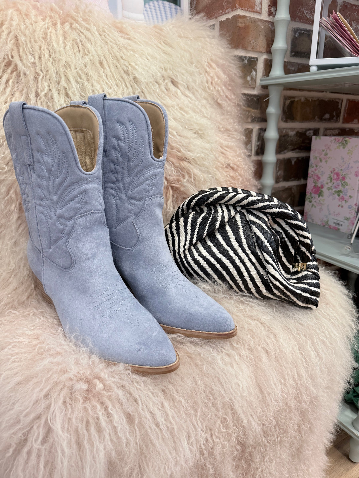 Blue Suede Cowboy Boots