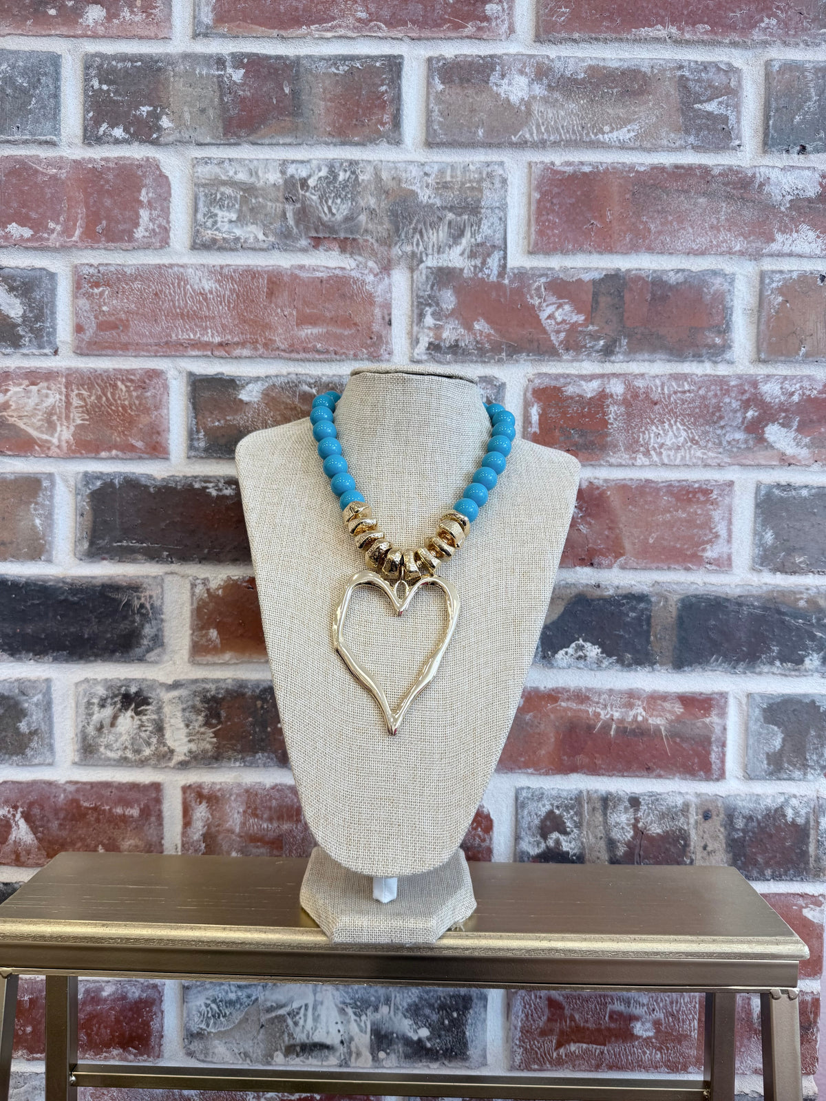 Chunky Heart Necklace Turquoise