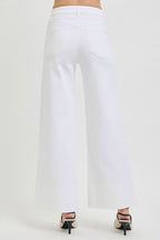 Risen White Wide Leg High Rise Denim Jeans