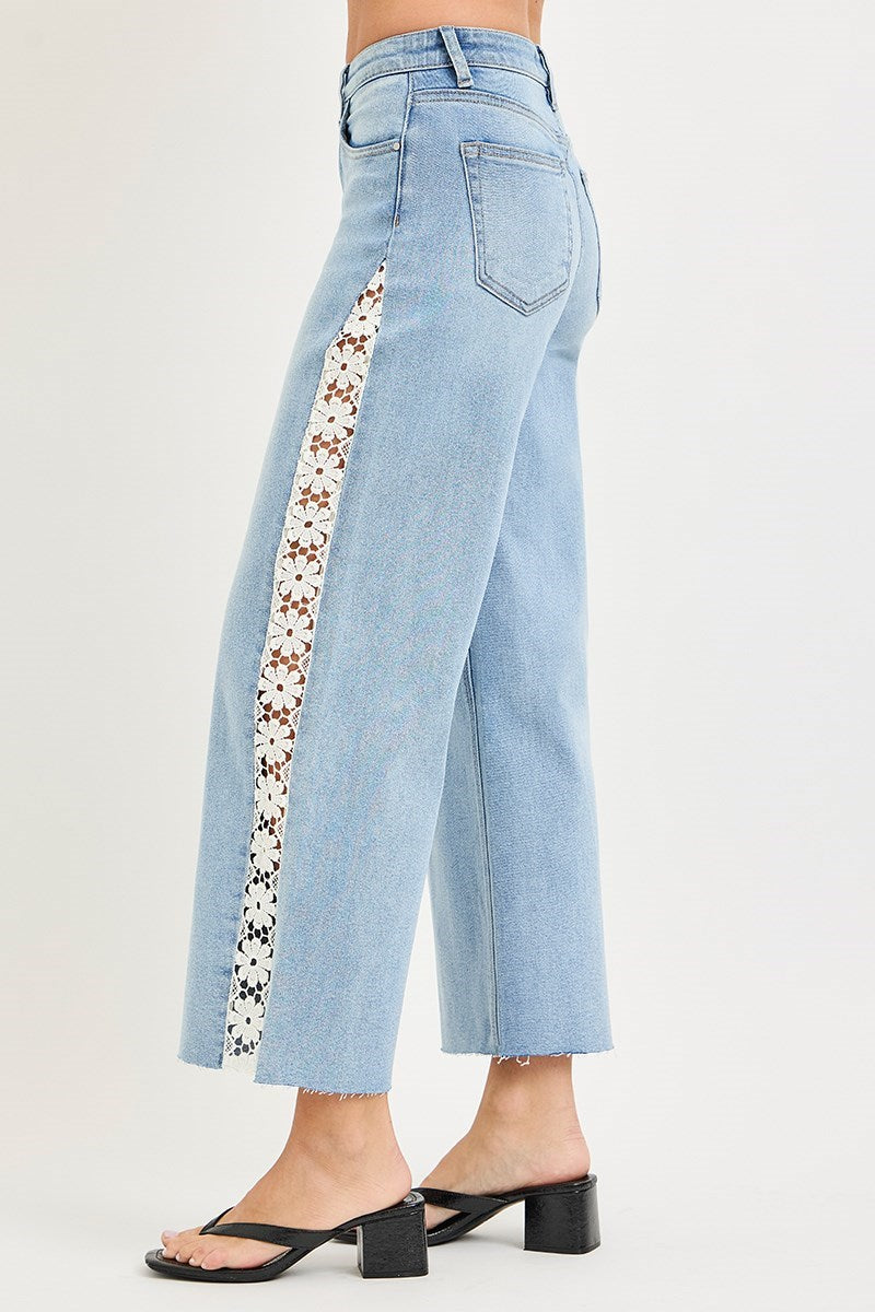 Risen Flower Detail on Legs Denim