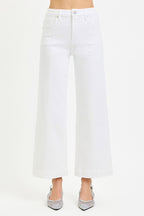 Risen White Front Seam Denim Pant
