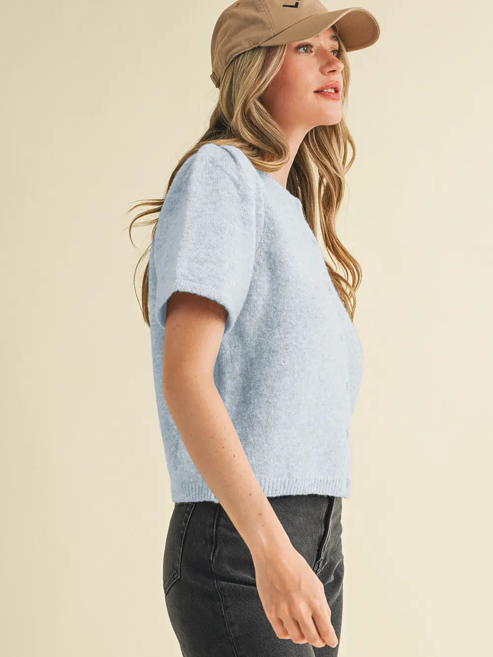 Pastel Blue Short Sleeve Cardigan
