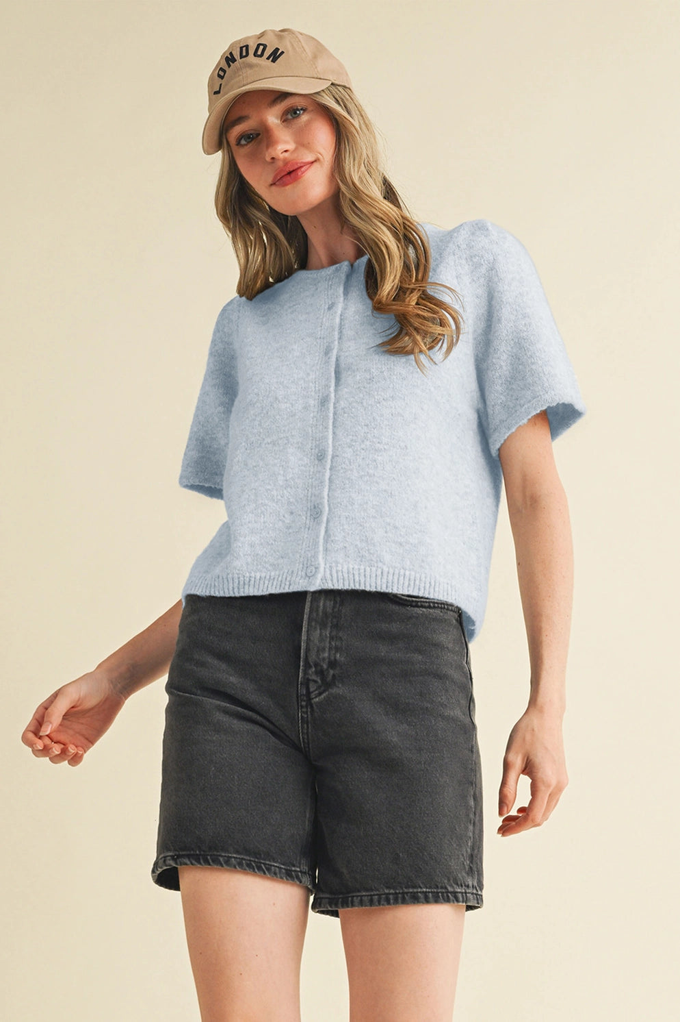 Pastel Blue Short Sleeve Cardigan