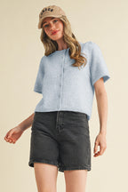 Pastel Blue Short Sleeve Cardigan