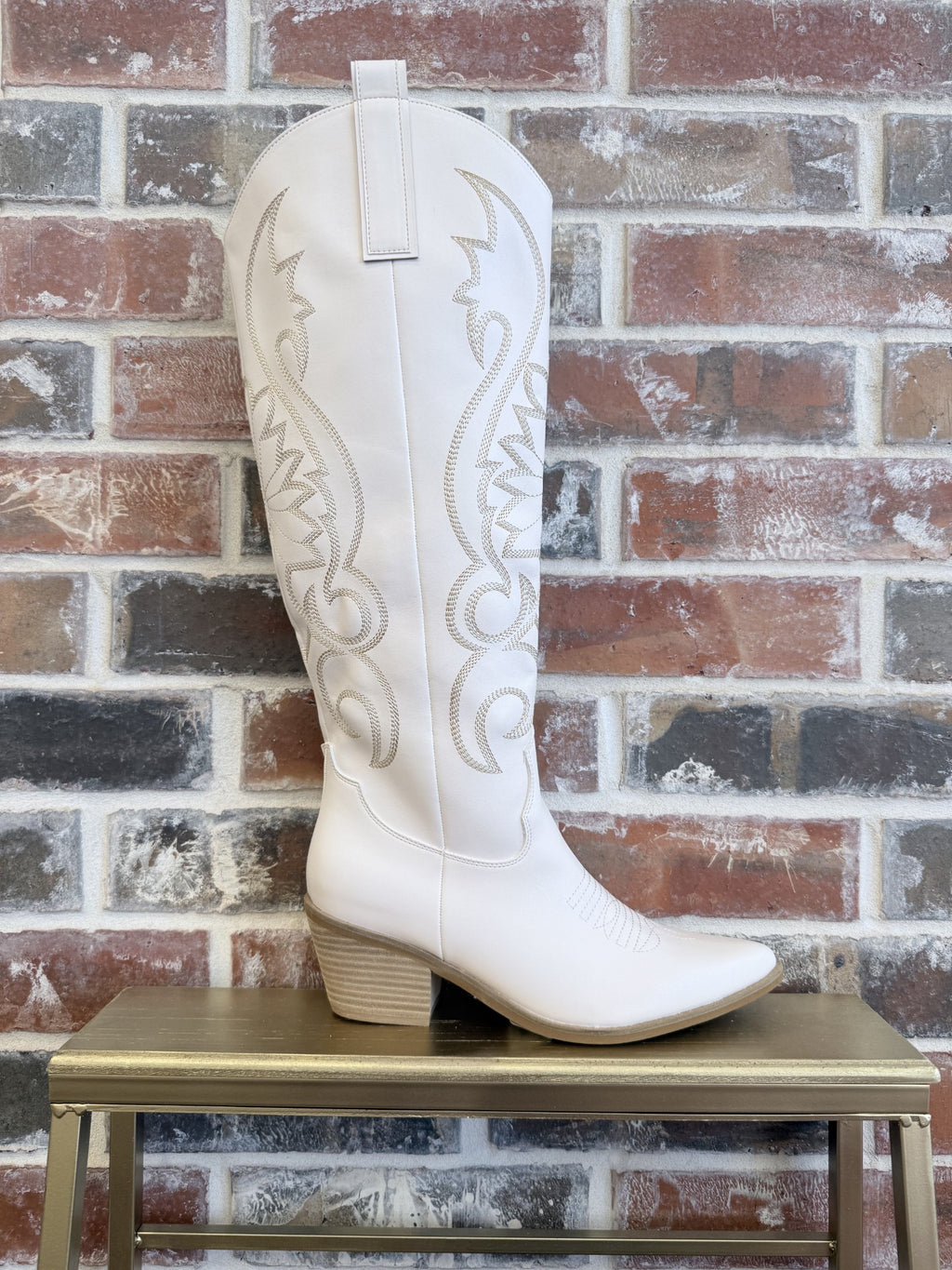 Ivory Tall Cowboy Boots