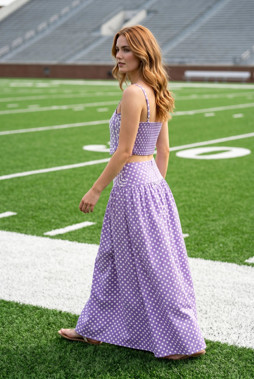 Purple Polka Dot Skirt Set
