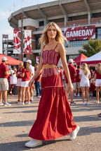 Game Day Red Rick Rack Skirt Set
