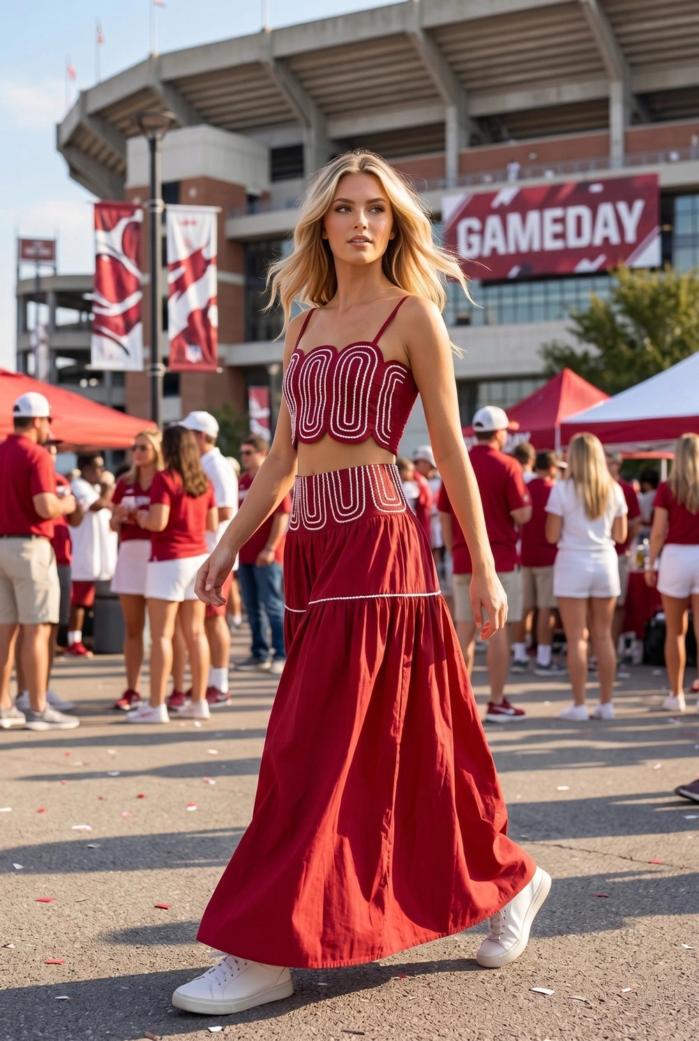 Game Day Red Rick Rack Skirt Set