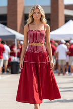 Game Day Red Rick Rack Skirt Set