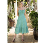 THML Green and Aqua Plaid Bow Dress