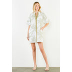 THML White Leaf Embroidered Dress
