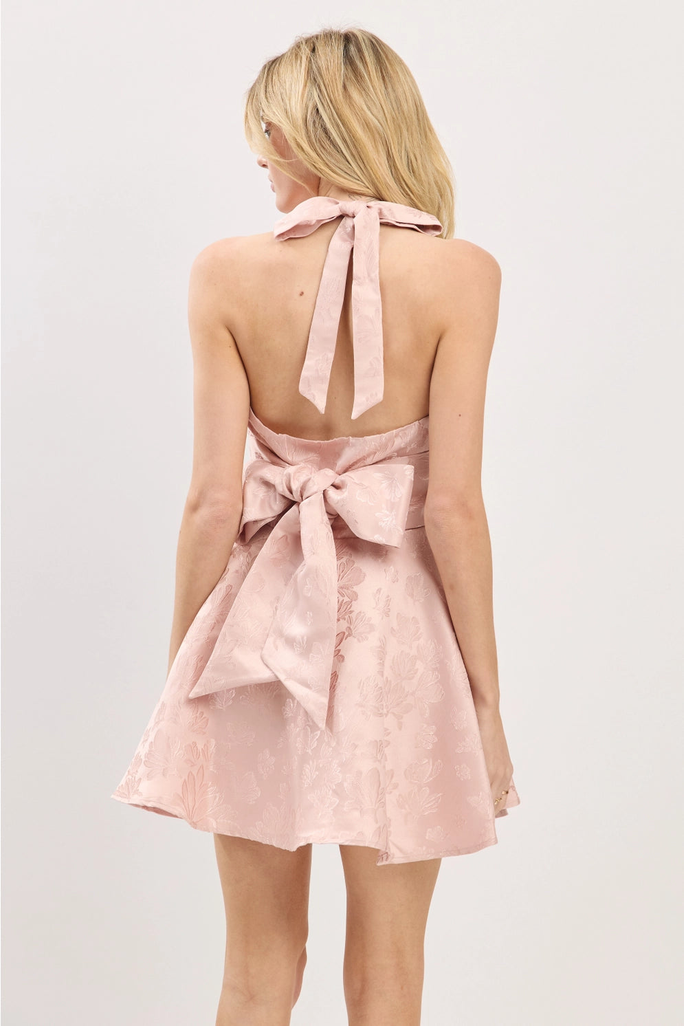 Mauve Floral Halter Mini Dress