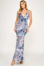 Blue Velvet Burnout Maxi Dress
