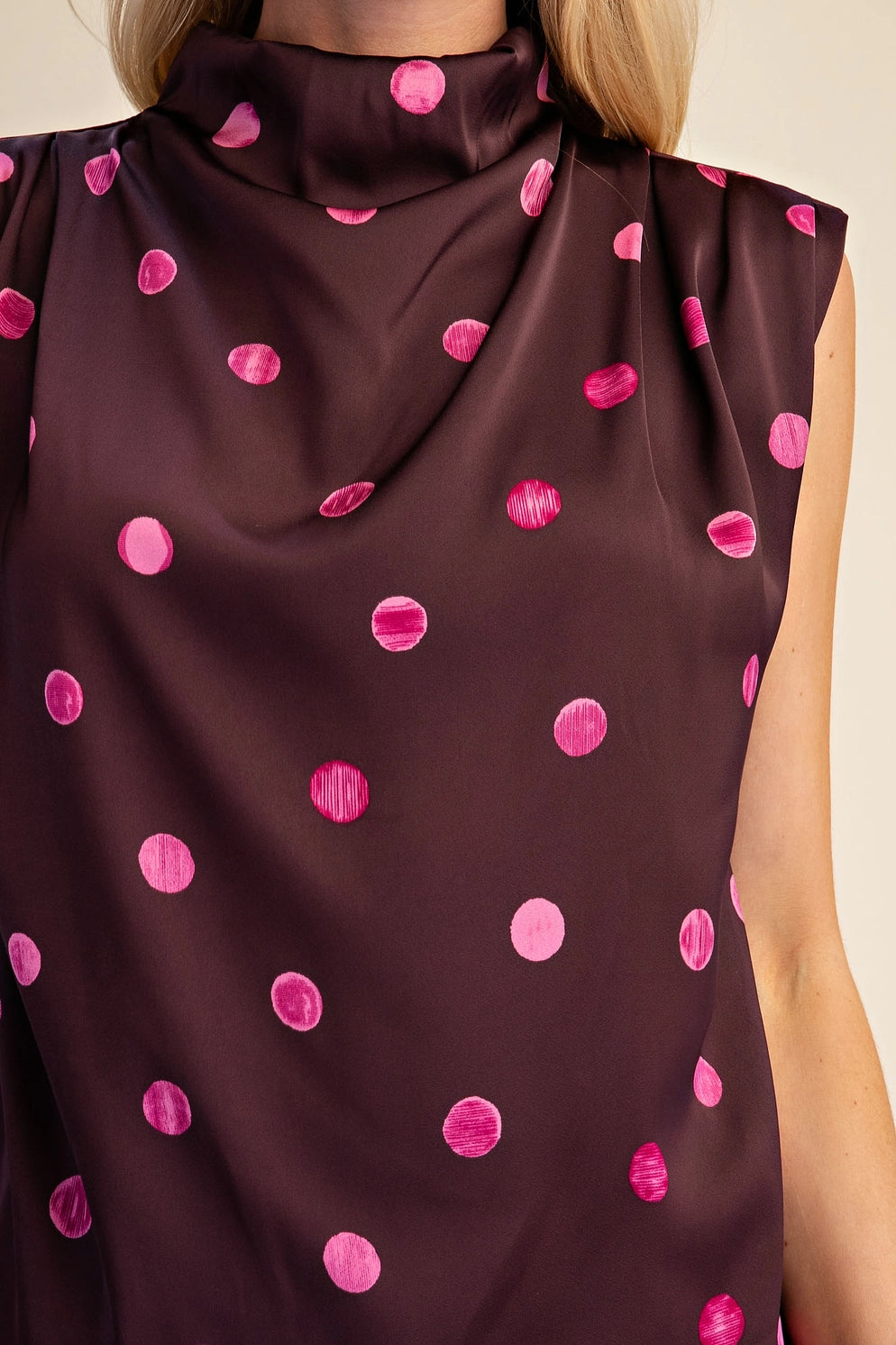 Plum and Pink Polka Dot Top