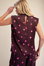 Plum and Pink Polka Dot Top