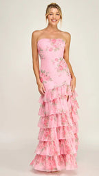 Pink Floral Beaded Maxi Dress