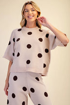 Beige Polka Dot Sweater Pants