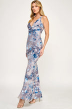 Blue Velvet Burnout Maxi Dress