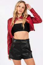 Black Faux Leather Shorts