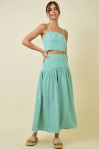 Green Gingham Skirt Set