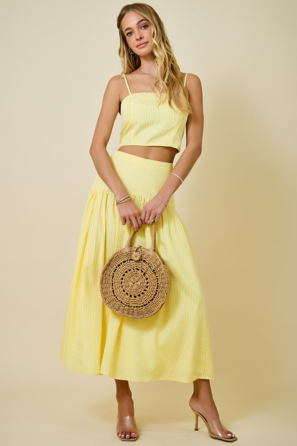 Yellow Gingham Skirt Set