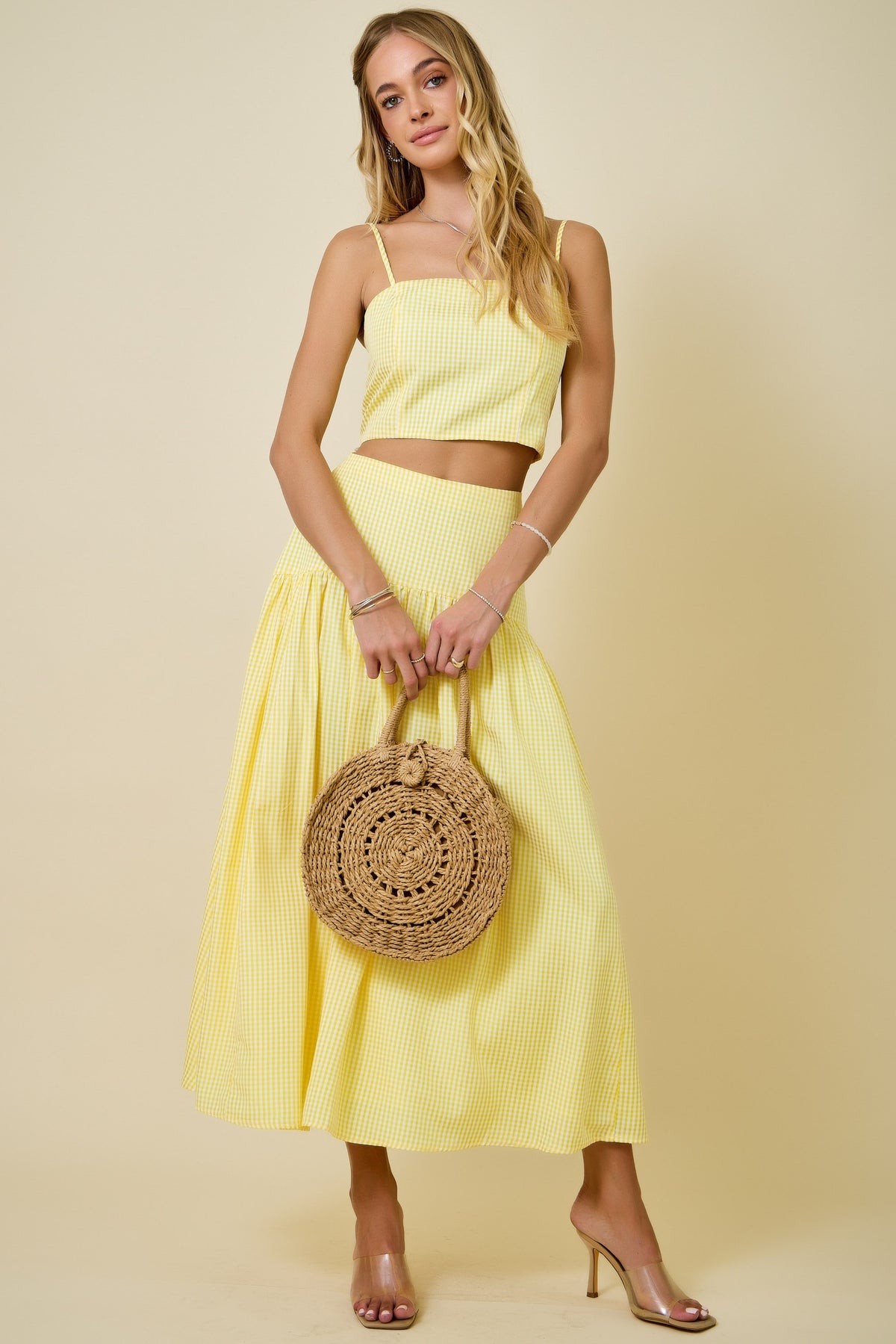Yellow Gingham Skirt Set